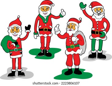 vector of various poses of santa claus which can be edited in size and color