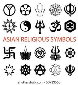 vector. various religious symbols asian