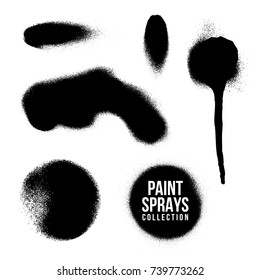 vector various shape black monochrome spray paint decorative splatter realistic texture set isolated on white background
