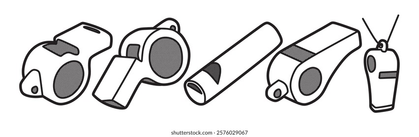 vector various shapes simple whistle black and white