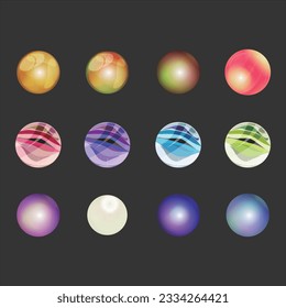 Vector Various Shiny Circular Beads Illustration Set