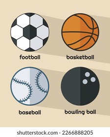a vector of various sports equipment balls