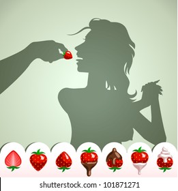 vector various strawberries in chocolate and cream