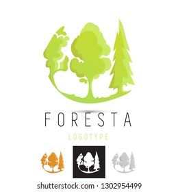 Vector Various Trees Round Circle Logo. Professional Corporate Branding Icon