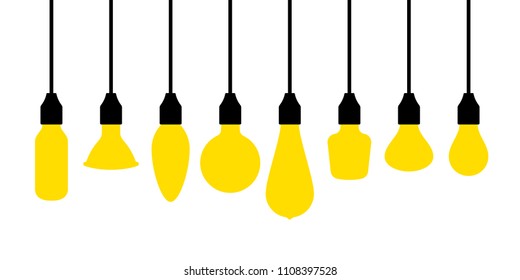 Vector various types of light bulbs on white background