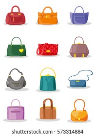 Vector various types of women bags.