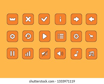 Vector various web buttons or icons, GUI elements  for applications, mobile games