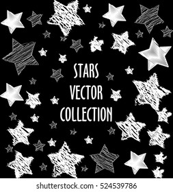Vector Various White Stars Black Background