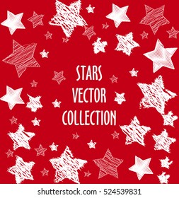 Vector Various White Stars Red Background 