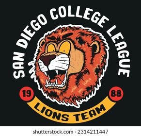 vector varsity college league lion mascot illustration