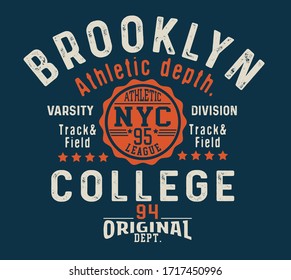 Vector Varsity College Print For T Shirts