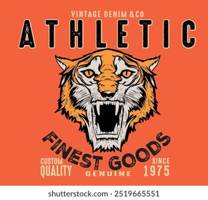 Vector varsity tiger print. Athletic tiger