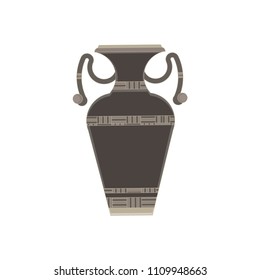 Vector vase flat icon isolated. For flower front view illustration. Ceramic classic clay design antique 