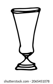 Vector vase. hand-drawn home interior element flower vase in doodle style isolated outline of black on white for a design template. long empty vase side view
