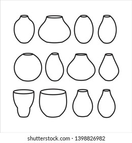 Vector vase icons set. Line of vases