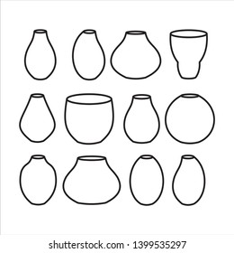 Vector vase icons set. Line of vases