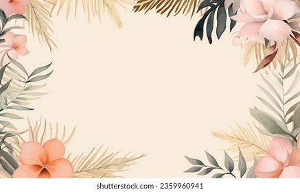 vector vatercolor floral frame, background, leaves