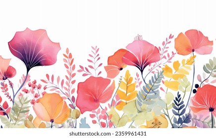 vector vatercolor flowers, pastel colors, for design, bohemian