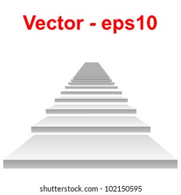 Vector or vectorial concept or conceptual 3D white concrete stair isolated on white background, for business,progress,achievement,growth,career,success,development,faith,religion or vision designs