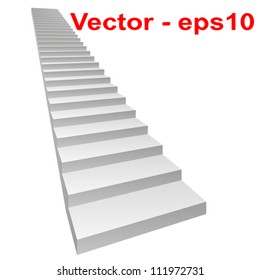 Vector or vectorial concept or conceptual 3D white concrete stair isolated on white background, for business,progress,achievement,growth,career,success,development,faith,religion or vision designs