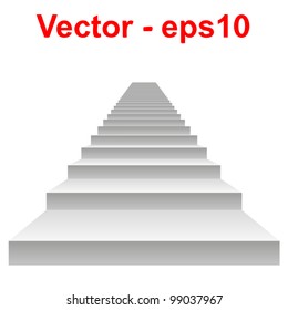 Vector or vectorial concept or conceptual 3D white concrete stair isolated on white background, for business,progress,achievement,growth,career,success,development,faith,religion or vision designs