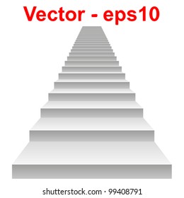 Vector or vectorial concept or conceptual 3D white concrete stair isolated on white background, for business,progress,achievement,growth,career,success,development,faith,religion or vision designs