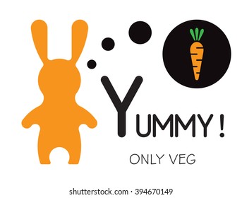 Vector veg illustration. Vector rabbit and carrot. Bunny and yummy carrot. Bunny cartoon flat style icons. Funny bunny easter rabbit. Easter flat rabbit bunny vector.