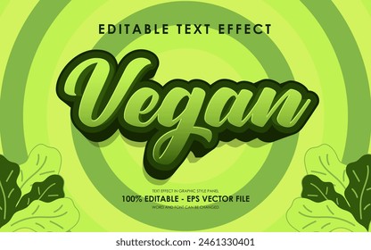 Vector Vegan 3D Text Effect Vektor Stok