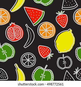 Vector vegan pattern with fruits. Seamless.