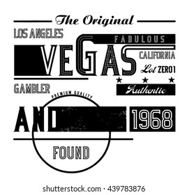 Vector Vegas Typographic Printed Illustration