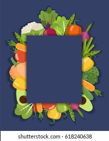  Vector vegetable background. Flat design