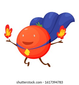 Vector vegetable cartoon character of superhero