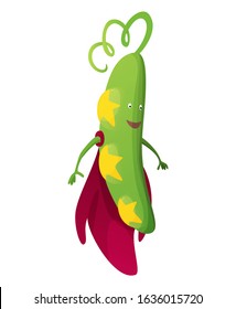 Vector vegetable cartoon character of superhero