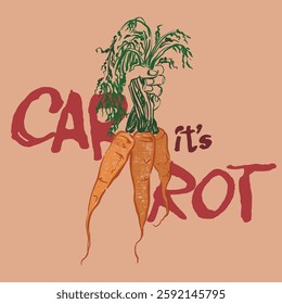 Vector vegetable doodle illustration of bunch of carrot in your hands. Hand-drawn garden harvest poster. Organic farm graphics. Tasty food for design, veggie market drawing print, background.