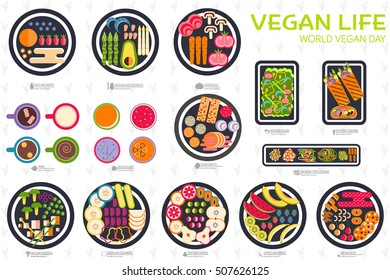 Vector vegetable elements illustrations set. Icon flat food on table. Eco quality trendy dinner, lunch, snack and breakfast background. Nutritious for nutrient