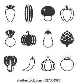 Vector vegetable icons set