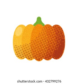 Vector vegetable pumpkin grunge dots icon isolated template. 