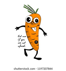 Vector vegetable-monster. Hand drawn illustration of angry cartoon monster. Monstrous carrot.