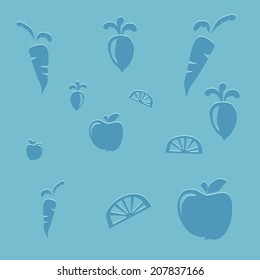 Vector vegetables abstract blue design