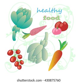 vector vegetables artichoke carrot tomato
