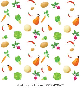 Vector Vegetables Background Seamless Pattern