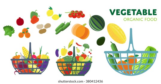 Vector vegetables basket.
