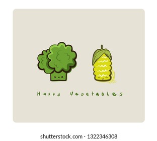 Vector vegetables cute icons 