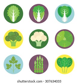 Vector Vegetables flat icons set 1