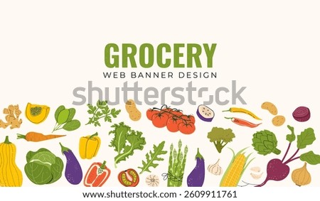 Vector vegetables frame with arugula, asparagus, pepper, eggplant, tomato, lettuce, broccoli, garlic, beet, onion, pumpkin, kohlrabi, parsley For seasonal Local Farmers Market Organic Harvest Festival