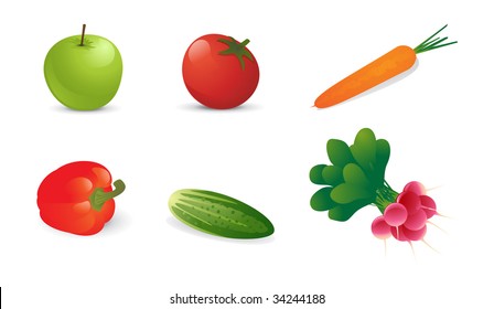 Vector vegetables and fruit. High-quality