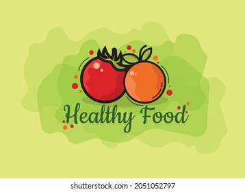vector of vegetables and fruit on a green background with a healthy food concept. vector illustration. flat design. can be used for banners, wallpapers, backgrounds, and greeting cards.
