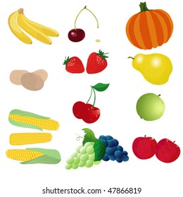 vector  vegetables and fruits
