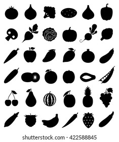 Vector vegetables and fruits flat icons