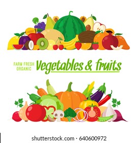 Vector vegetables and fruits illustration.